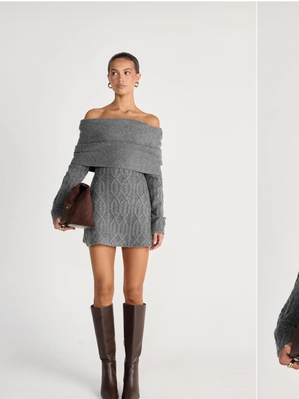 CHARCOAL Pavati Long Sleeve Mini Dress (Slate) S/M